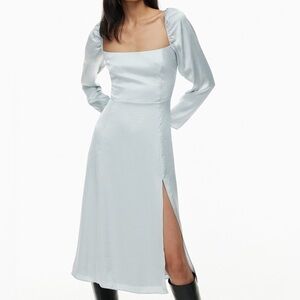 Wilfred Bridgerton Satin Dress Sterling Blue Size 10 Aritzia #106194